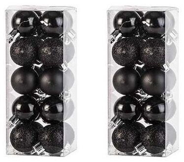 Cosy&Trendy Kerstballen mini - 40x - zwart - D3 cm - kunststof - kerstversiering
