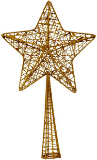 Cosy&Trendy Kerstboompiek - glitter - ster - koperkleurig - 28 cm