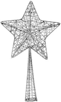 Cosy&Trendy Kerstboompiek - glitter - ster - zilver - 28 cm