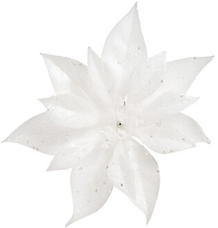 Cosy&Trendy Kerstboomversiering - bloem - op clip - witte kerstster - 18 cm