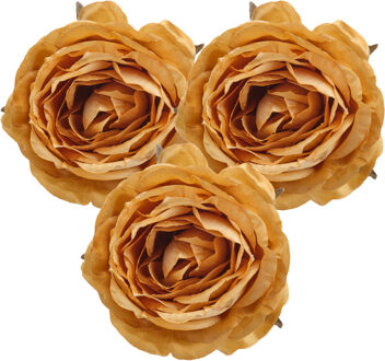 Cosy&Trendy Kerstboomversiering bloem roos - 3x - op clip - goud - 9 cm - kunststof