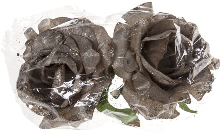 Cosy&Trendy Kerstboomversiering Bloemen - 8x stuks - 10 cm - zilver glitter - op clip - ornament