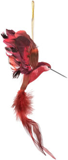 Cosy&Trendy Kersthanger kolibrie vogel - rood - 18 cm - kunststof - kerstornamenten