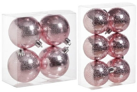 Cosy&Trendy Kerstversiering set circel-motief kerstballen roze 6 - 8 cm - pakket van 20x stuks - Kerstbal