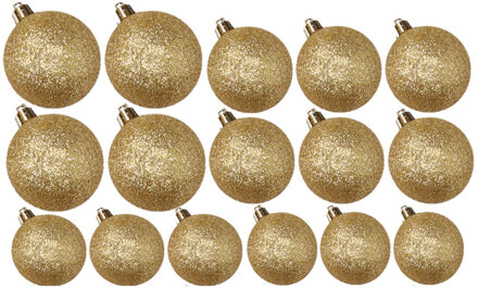 Cosy&Trendy Kerstversiering set glitter kerstballen goud 6 - 8 - 10 cm - pakket van 50x stuks - Kerstbal Goudkleurig