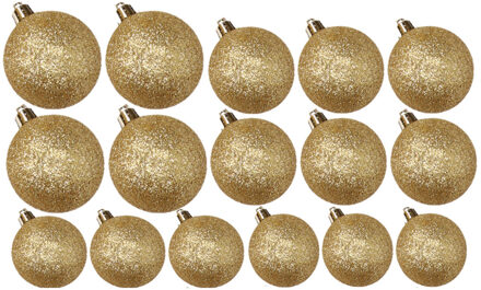 Cosy&Trendy Kerstversiering set glitter kerstballen goud 6 - 8 - 10 cm - pakket van 50x stuks