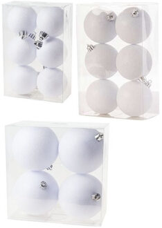 Cosy&Trendy Kerstversiering set glitter kerstballen wit 6 - 8 -10 cm - pakket van 50x stuks