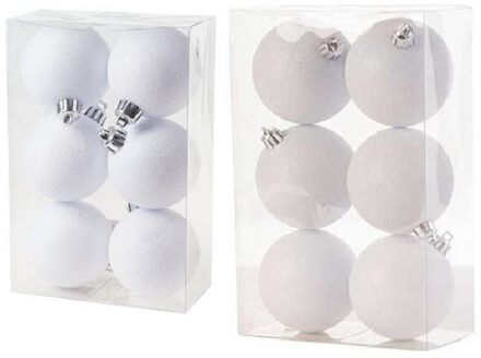 Cosy&Trendy Kerstversiering set glitter kerstballen wit 6 - 8 cm - pakket van 30x stuks