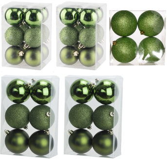 Cosy&Trendy Kerstversiering set kerstballen appelgroen 6 - 8 - 10 cm - 40x stuks