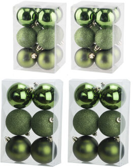 Cosy&Trendy Kerstversiering set kerstballen appelgroen 6 en 8 cm - 36x stuks - Kerstbal