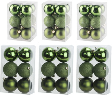 Cosy&Trendy Kerstversiering set kerstballen appelgroen 6 en 8 cm - 54x stuks