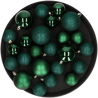 Cosy&Trendy Kerstversiering set kerstballen donkergroen 6 - 8 cm - pakket van 36x stuks