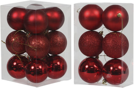 Cosy&Trendy Kerstversiering set kerstballen rood 6 - 8 cm - pakket van 36x stuks - Kerstbal