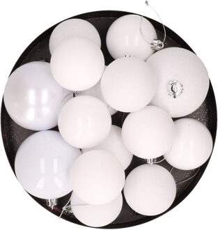 Cosy&Trendy Kerstversiering set kerstballen wit 6 - 8 - 10 cm - pakket van 62x stuks