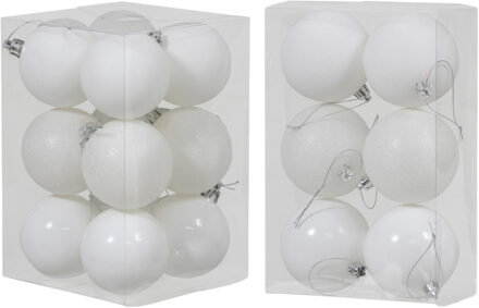 Cosy&Trendy Kerstversiering set kerstballen wit 6 - 8 cm - pakket van 36x stuks