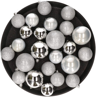Cosy&Trendy Kerstversiering set kerstballen zilver 6 - 8 cm - pakket van 36x stuks