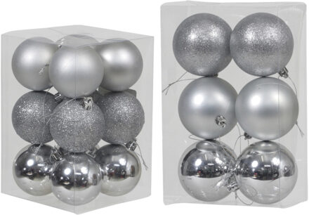 Cosy&Trendy Kerstversiering set kerstballen zilver 6 - 8 cm - pakket van 36x stuks