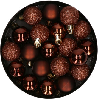 Cosy&Trendy Kleine kerstballen - donkerbruin - 20x stuks - 3 cm - kunststof Chocolate brown