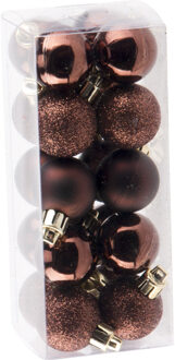 Cosy&Trendy Kleine kerstballen - donkerbruin - 40x stuks - 3 cm - kunststof