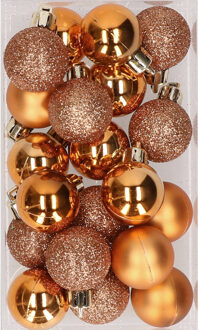 Cosy&Trendy Kleine kerstballen - koper - D3 cm - kunststof - mat/glans/glitter - kerstversiering