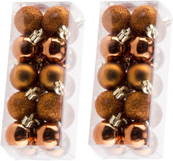 Cosy&Trendy Kleine kerstballen - oranje - 40x - kunststof - Onbreekbare plastic kerstballen - Kerstversiering