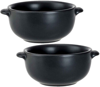 Cosy&Trendy kleine tapas/amuse soepkommetje - Set van 2x stuks - zwart -10 cm