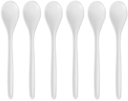 Cosy&Trendy Koffie/theelepeltje - 6x stuks - kunststof - wit - 13 cm