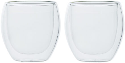 Cosy&Trendy Koffieglazen - 2x - dubbelwandig - glas - 220 ml - Koffie- en theeglazen Transparant