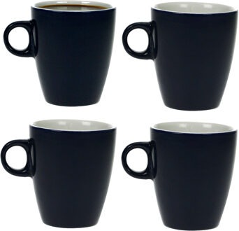Cosy&Trendy Koffiekopjes/bekers - 4x - donkerblauw - 190 ml - Keramiek - Glans finish