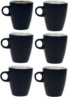 Cosy&Trendy Koffiekopjes/bekers - 6x - donkerblauw - 190 ml - Keramiek - Glans finish