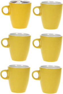 Cosy&Trendy Koffiekopjes/bekers - 6x - geel - 190 ml - Keramiek - Glans finish
