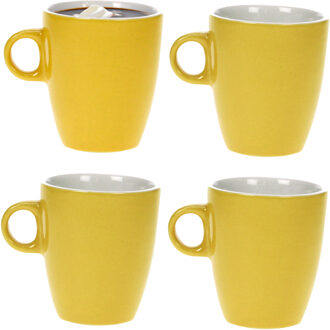Cosy&Trendy Koffiekopjes/bekers - 8x - geel - 190 ml - Keramiek - Glans finish