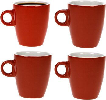 Cosy&Trendy Koffiekopjes / bekers - 8x - rood - 190 ml - Keramiek - Glans finish