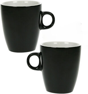 Cosy&Trendy Koffiekopjes/bekers - Set van 18x stuks - zwart - 190 ml - Keramiek - glans finish
