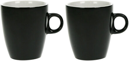 Cosy&Trendy Koffiekopjes/bekers - Set van 8x stuks - zwart - 190 ml - Keramiek - glans finish