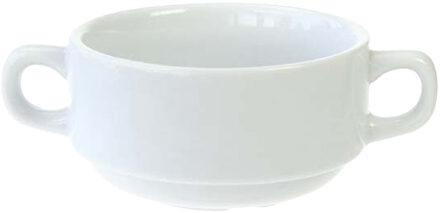 Cosy&Trendy Kommetje/schaaltje voor dessert/soep/ontbijt - Porselein - D10 x 5.5 cm - wit - stapelbaar