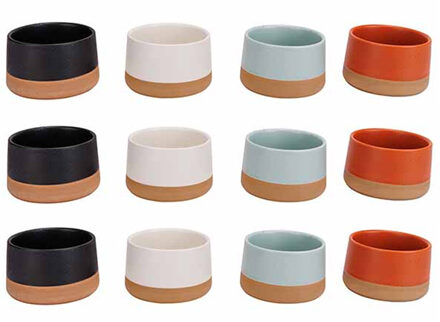 Cosy&Trendy Kommetje/serveer schaaltje - 12x stuks - D9 x 5 cm - aardewerk - mix kleuren