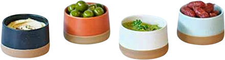Cosy&Trendy Kommetje/serveer schaaltje - 4x stuks - D9 x 5 cm - aardewerk - mix kleuren