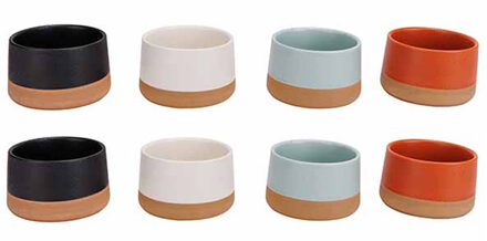 Cosy&Trendy Kommetje/serveer schaaltje - 8x stuks - D9 x 5 cm - aardewerk - mix kleuren