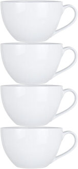 Cosy&Trendy Kommetjes - 4x - soepkommen - dessert/ontbijt - Porselein - D12 x 8 cm - wit - stapelb