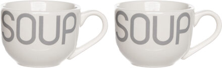 Cosy&Trendy Kommetjes/schaaltjes voor dessert/ontbijt - 2x - Keramiek - D11 x 8 cm - wit