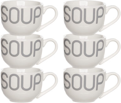 Cosy&Trendy Kommetjes/schaaltjes voor dessert/ontbijt - 6x - Keramiek - D11 x 8 cm - wit