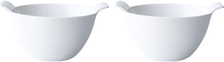 Cosy&Trendy Kommetjes/schaaltjes voor dessert/soep/ontbijt - 2x - Porselein - D12 x 7 cm - wit - stapelbaar