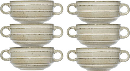 Cosy&Trendy Kommetjes/schaaltjes voor dessert/soep/ontbijt - 6x - Keramiek - D11 x 6 cm - groen print