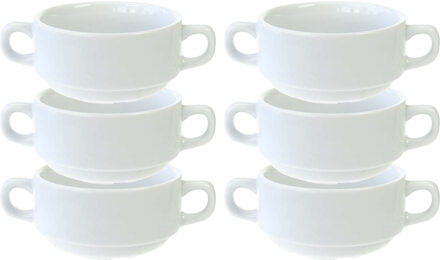 Cosy&Trendy Kommetjes/schaaltjes voor dessert/soep/ontbijt - 6x - Porselein - D10 x 5.5 cm - wit - stapelbaar
