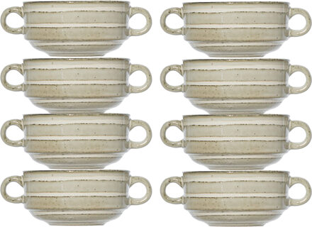 Cosy&Trendy Kommetjes/schaaltjes voor dessert/soep/ontbijt - 8x - Keramiek - D11 x 6 cm - groen print