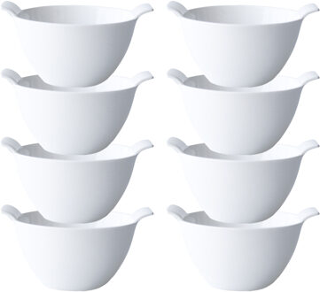 Cosy&Trendy Kommetjes/schaaltjes voor dessert/soep/ontbijt - 8x - Porselein - D12 x 7 cm - wit - stapelbaar