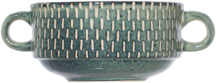 Cosy&Trendy Kommetjes/schaaltjes voor dessert/soep/ontbijt - Keramiek - D11 x 6 cm - groen print