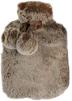 Cosy&Trendy kruik - bruin - 2L - pluche - warmwaterkruik - winter