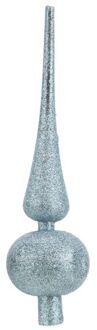 Cosy&Trendy Kunststof piek/kerstboom topper glitter ijsblauw H23 cm - kerstboompieken